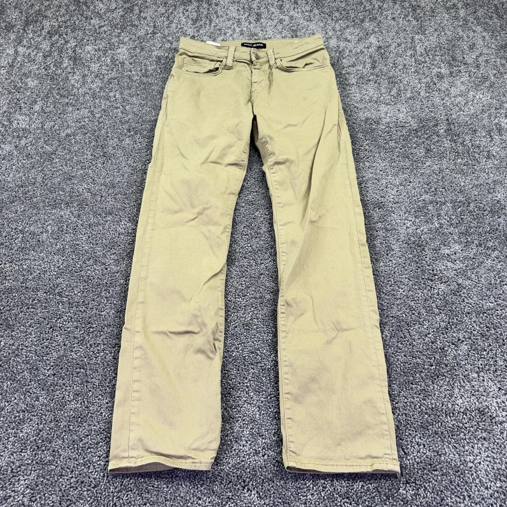 Mavi Zach Jeans Mens 30x32 Beige Regular Straight Denim Stretch Logo Casual